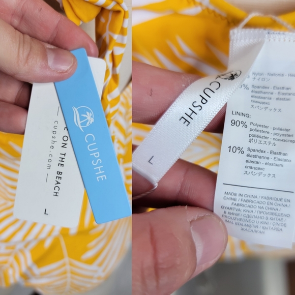 Cupshe One Piece Yellow Palms Womens Large Swimsuit - Picture 2 of 5